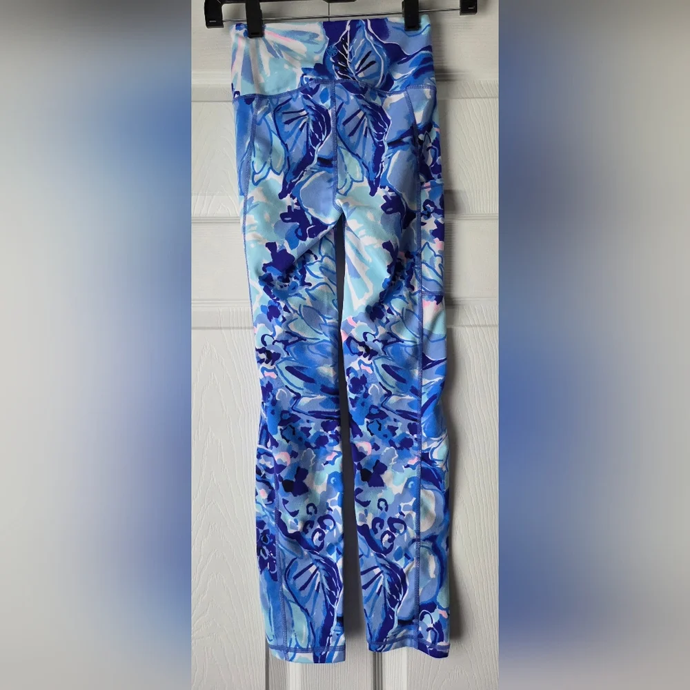 Lilly Pulitzer Blue Floral High-Rise Leggings - Picture 6 of 11